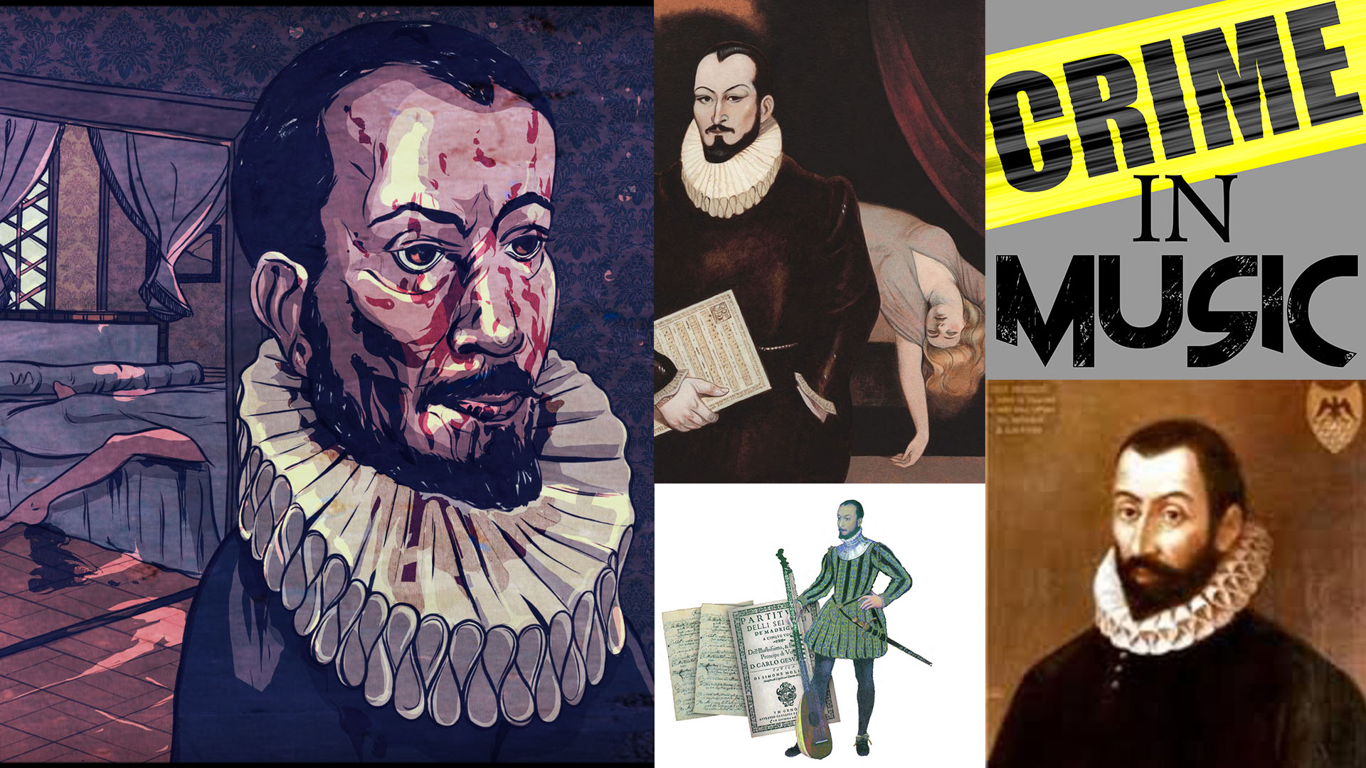 photo collage of Carlo Gesualdo, Composer, madrigals