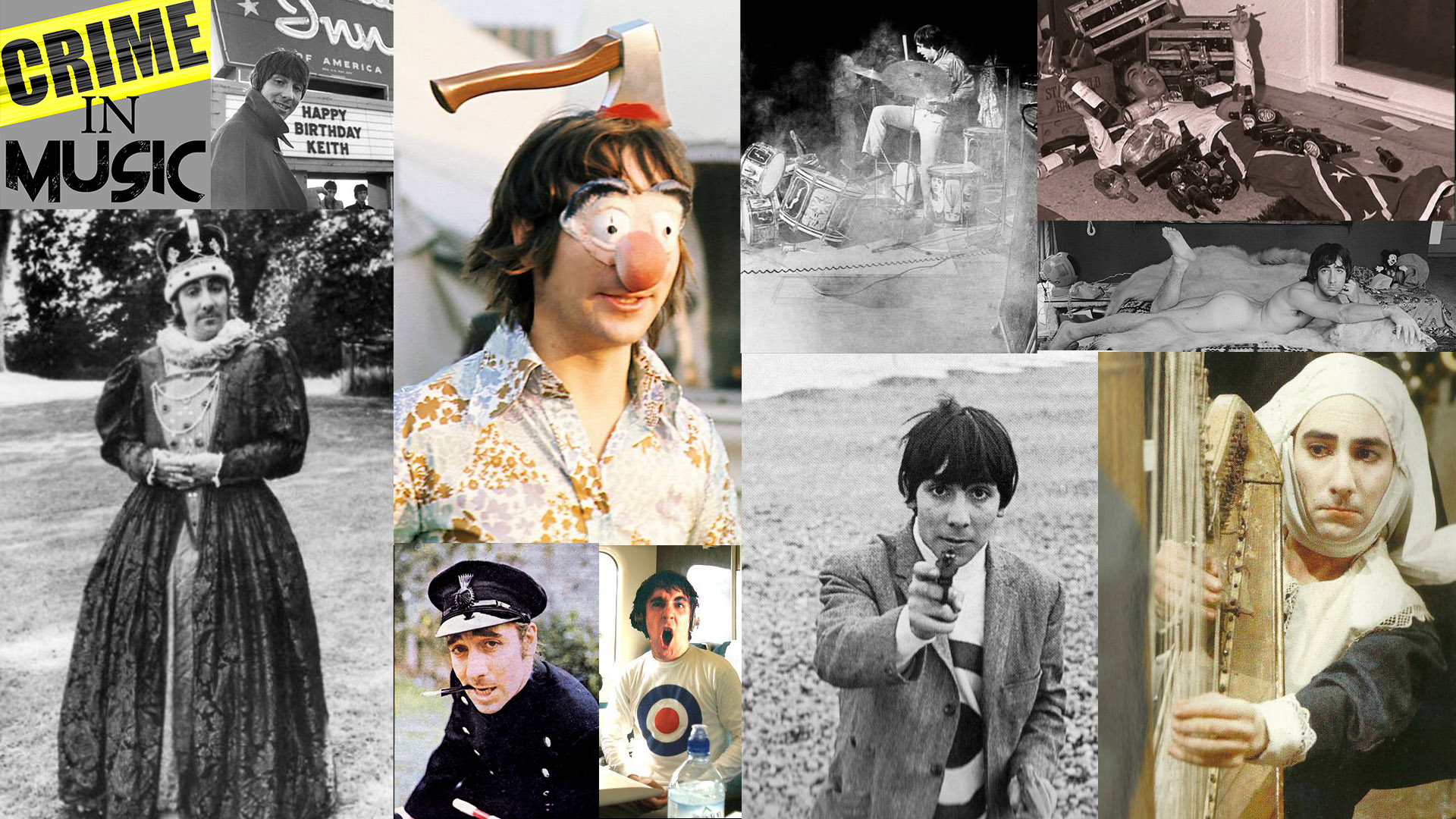 photo collage of Keith Moon, classic rock